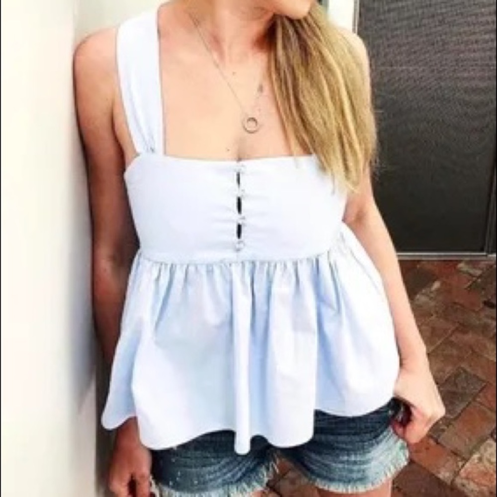 ZARA Blue Babydoll Top